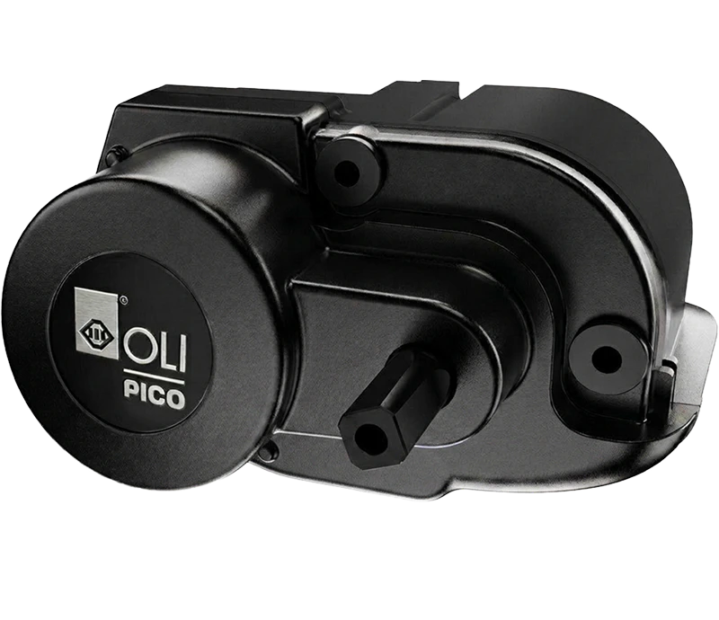 Kompakter, mattschwarzer OLI eBike Systems PICO Mittelmotor